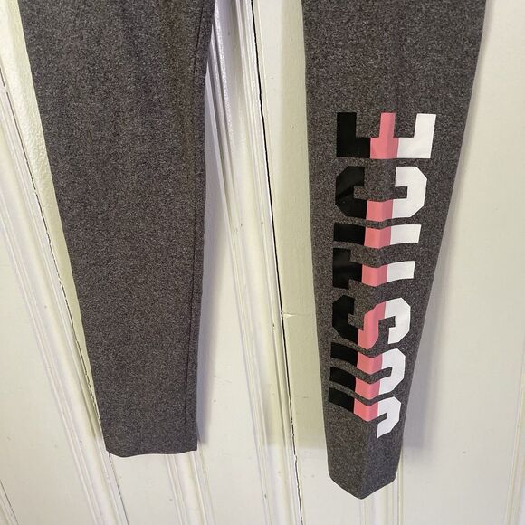 Justice Active Big Girl’s Grey Gray Logo Ankle Leggings Size 18 - Picture 2 of 6